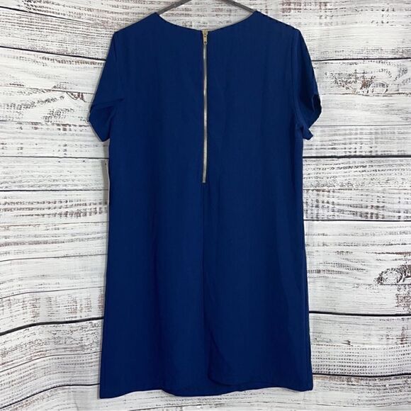 Lulus Dress Womens Sz Medium shift and shout chiffon Navy Blue Mini Preppy NWT - Picture 4 of 10
